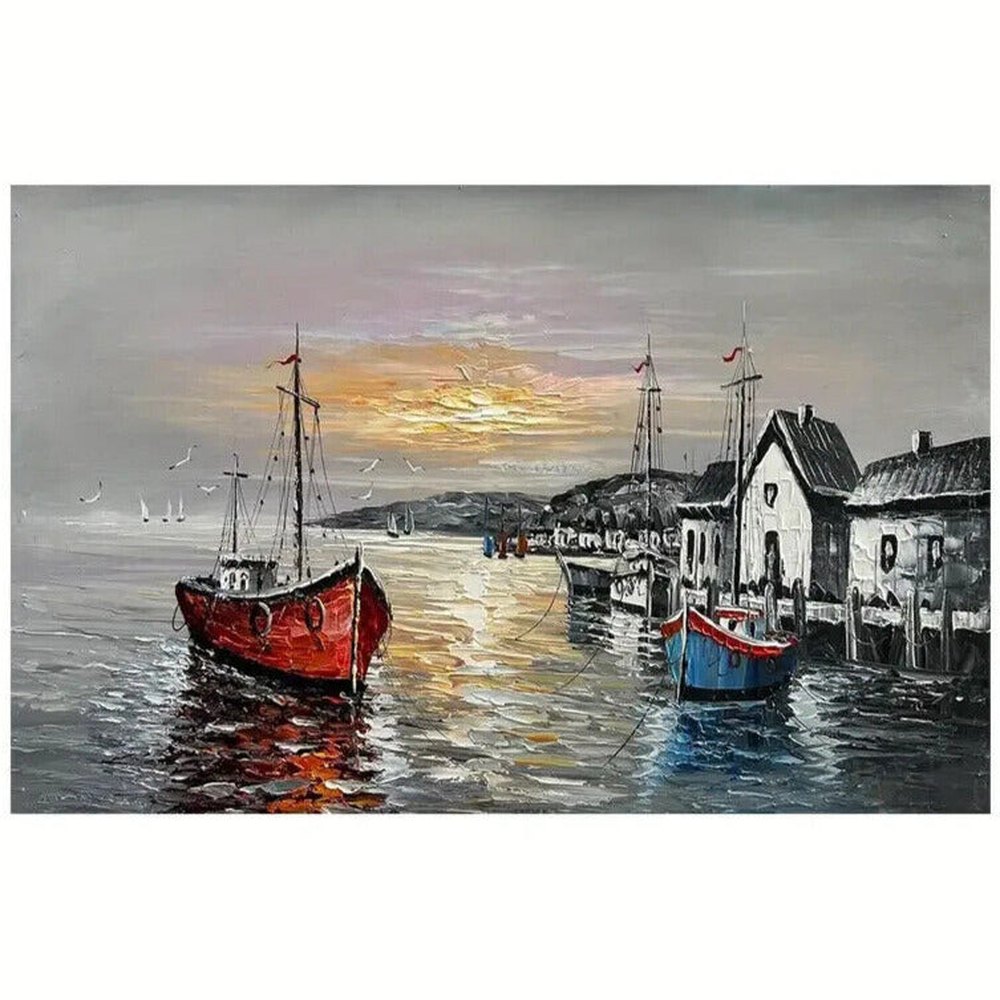 Beautiful Seascape Boats at Sunset Artistic Canvas Print 12" x 16" NEW! Home & Garden:Home Décor:Posters & Prints Style Your Walls